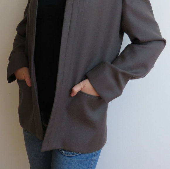 Pewter Coloured Wool Open 70's Blazer Jacket - Picture 4 of 4